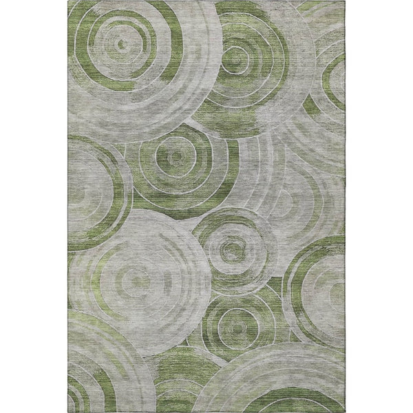 HomeRoots 8' X 10' Stylish Geometric Artichoke Green & Gray Washable Area Rug with UV Protection for Homes 700063