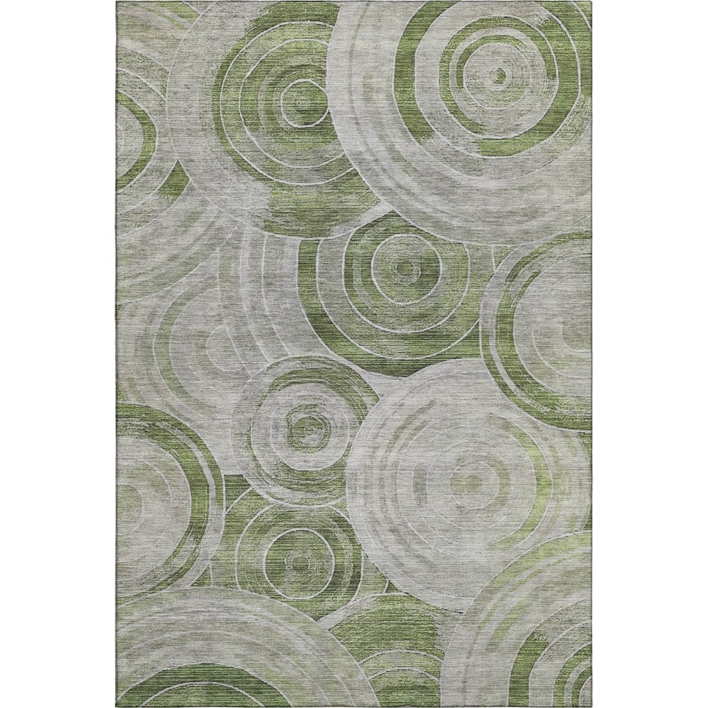 HomeRoots 9' X 12' Stylish Artichoke Green Gray Silver Geometric Washable Area Rug with UV Protection 700064