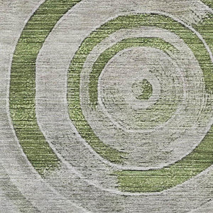 HomeRoots 9' X 12' Stylish Artichoke Green Gray Silver Geometric Washable Area Rug with UV Protection 700064