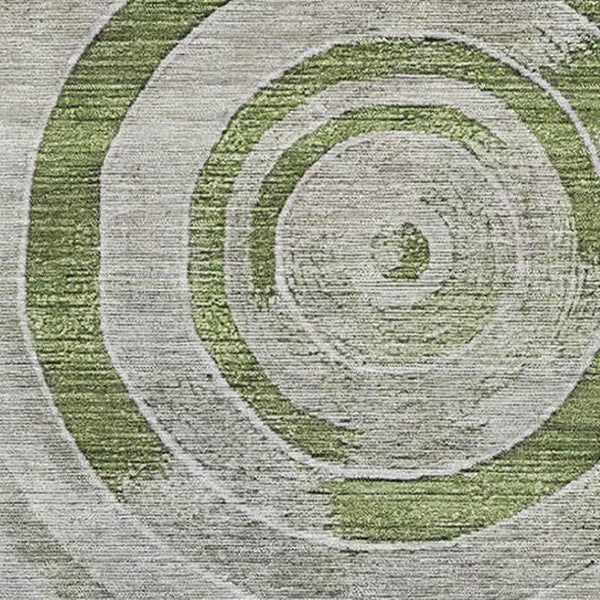 HomeRoots 9' X 12' Stylish Artichoke Green Gray Silver Geometric Washable Area Rug with UV Protection 700064