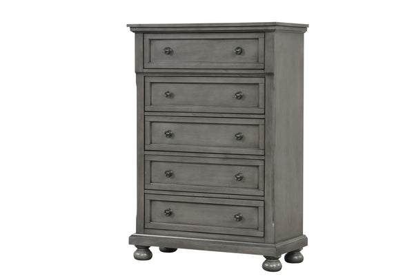 English Elm Meade Contemporary 5-Drawer Chest with Felt-Lined Top, Dovetail Construction & Wood Feet for Style Gray 39.5 L x 53 W x 20.5 H B078P301547