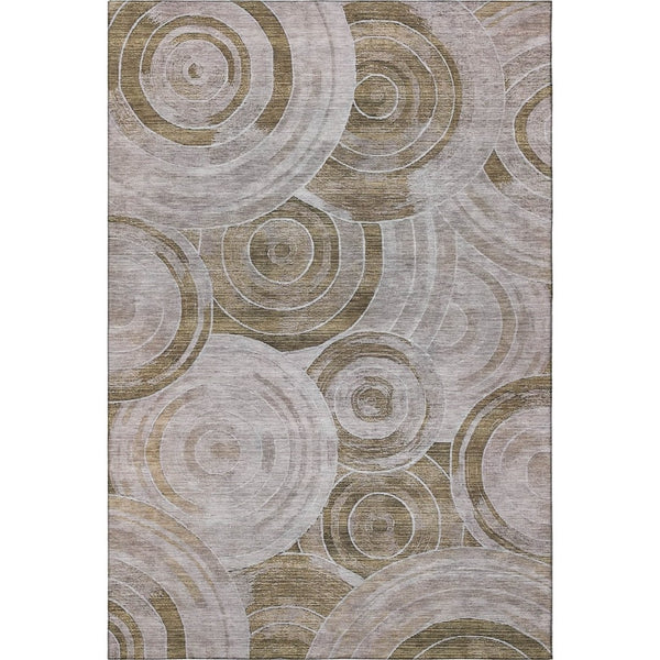 HomeRoots 5' X 8' Brown and Gray Geometric Washable Area Rug with UV Protection for Homes with Kids & Pets 700067