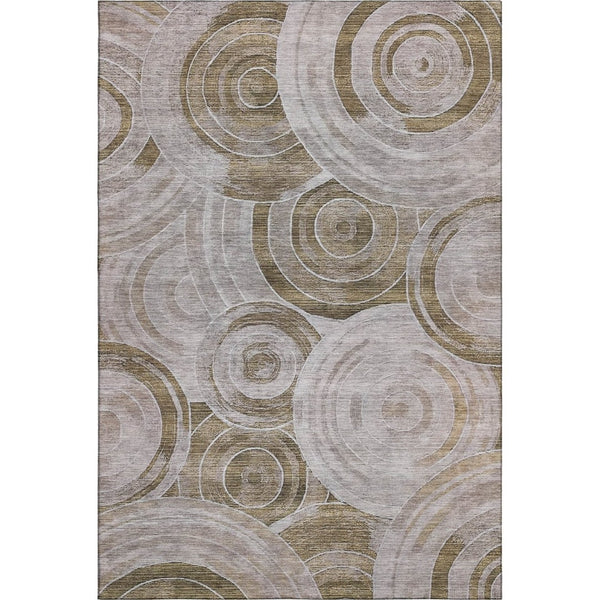 HomeRoots 8' X 10' Durable Brown & Gray Geometric Washable Area Rug with UV Protection for High-Traffic Spaces 700069