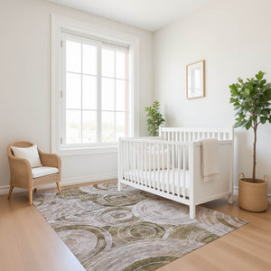 HomeRoots 8' X 10' Durable Brown & Gray Geometric Washable Area Rug with UV Protection for High-Traffic Spaces 700069