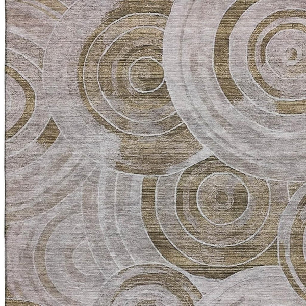 HomeRoots 8' X 10' Durable Brown & Gray Geometric Washable Area Rug with UV Protection for High-Traffic Spaces 700069