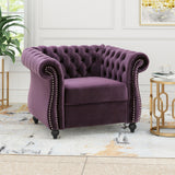 Christopher Knight Home® - Noble House - Westminster Chesterfield Velvet Club Chair, Blackberry