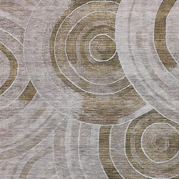 HomeRoots 9' X 12' Washable Brown and Gray Geometric Area Rug with UV Protection for High-Traffic Spaces 700070