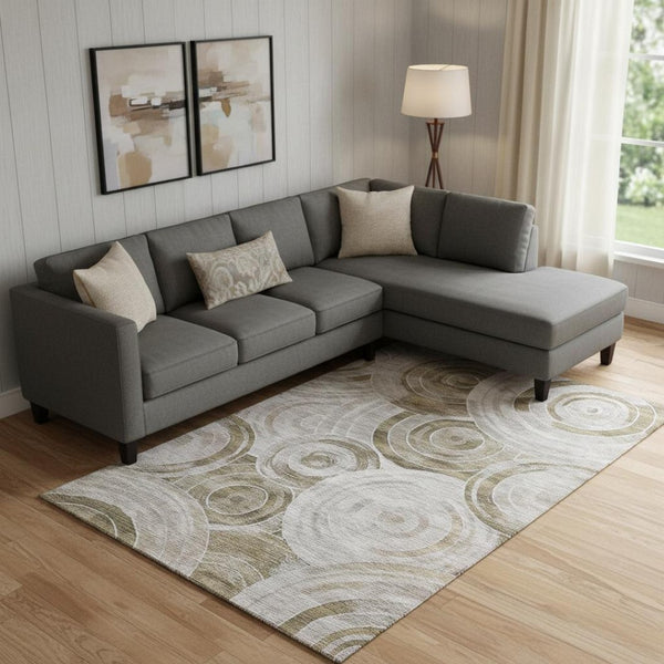 HomeRoots 10' X 14' Stylish Brown and Gray Geometric Washable Area Rug with UV Protection for Modern Homes 700071