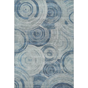 HomeRoots 9' X 12' Blue And Gray Geometric Area Rug – Durable, Washable, UV Protected for Modern Spaces! 700076