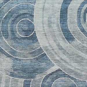 HomeRoots 10' Blue and Gray Geometric Area Rug with UV Protection - Washable, Stain-Resistant, Non-Slip Design 700077