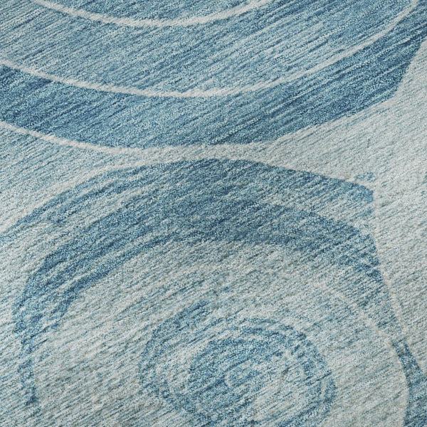 HomeRoots 8' X 10' Denim Blue & Sky Blue Geometric Area Rug - Washable, UV-Protected, Family-Friendly Design! 700081