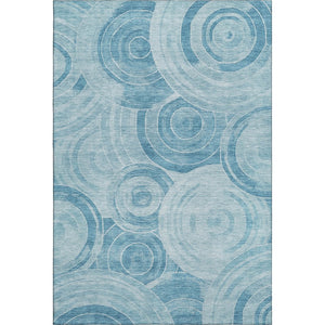 HomeRoots 9' X 12' Stylish Denim & Sky Blue Geometric Washable Area Rug with UV Protection for High-Traffic Areas 700082