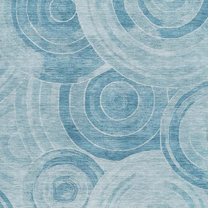HomeRoots 9' X 12' Stylish Denim & Sky Blue Geometric Washable Area Rug with UV Protection for High-Traffic Areas 700082