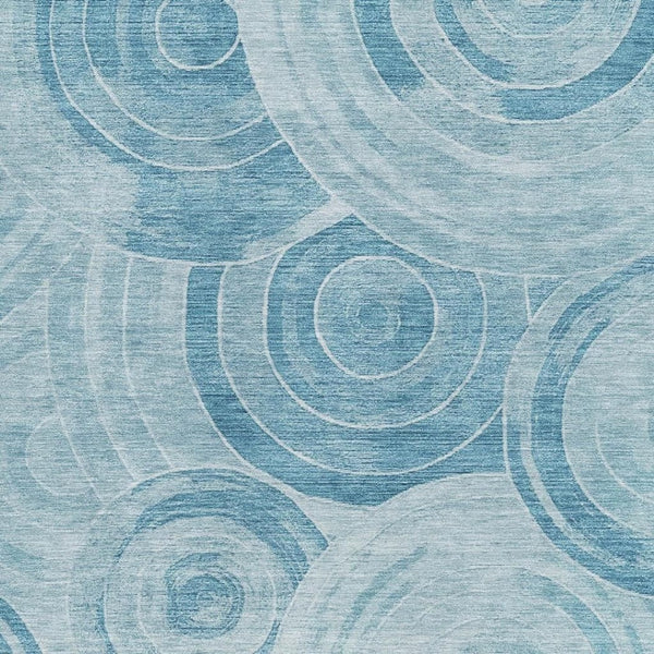 HomeRoots 9' X 12' Stylish Denim & Sky Blue Geometric Washable Area Rug with UV Protection for High-Traffic Areas 700082