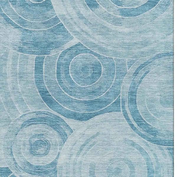 HomeRoots 10' Stylish Denim & Sky Blue Geometric Washable Area Rug - UV Protected, Stain Resistant & Durable 700083