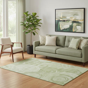 HomeRoots 5' X 8' Sage & Fern Green Geometric Area Rug – Washable, UV-Protected, Durable for High-Traffic Spaces 700085