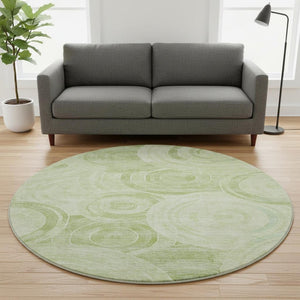 HomeRoots 8' Sage and Fern Geometric Round Rug - Durable, Stylish, UV-Protected - Perfect for Busy Homes! 700086