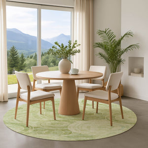 HomeRoots 8' Sage and Fern Geometric Round Rug - Durable, Stylish, UV-Protected - Perfect for Busy Homes! 700086