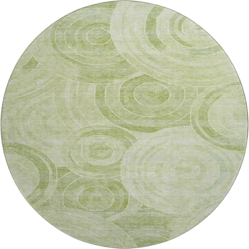 HomeRoots 8' Sage and Fern Geometric Round Rug - Durable, Stylish, UV-Protected - Perfect for Busy Homes! 700086