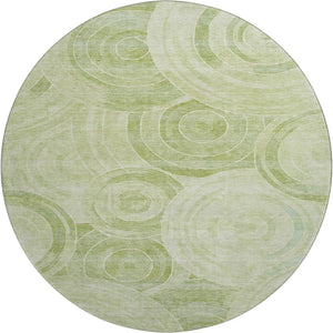 HomeRoots 8' Sage and Fern Geometric Round Rug - Durable, Stylish, UV-Protected - Perfect for Busy Homes! 700086