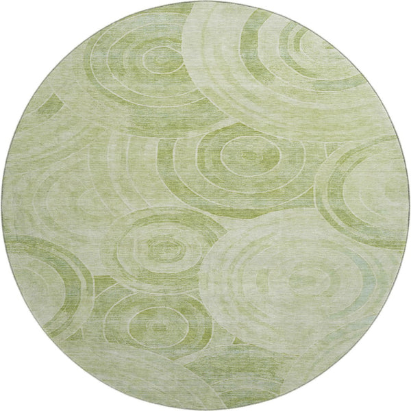 HomeRoots 8' Sage and Fern Geometric Round Rug - Durable, Stylish, UV-Protected - Perfect for Busy Homes! 700086
