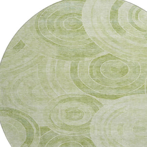 HomeRoots 8' Sage and Fern Geometric Round Rug - Durable, Stylish, UV-Protected - Perfect for Busy Homes! 700086