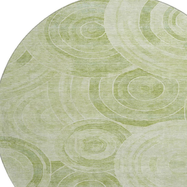 HomeRoots 8' Sage and Fern Geometric Round Rug - Durable, Stylish, UV-Protected - Perfect for Busy Homes! 700086