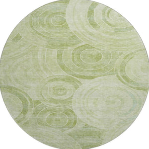 HomeRoots 8' Sage and Fern Geometric Round Rug - Durable, Stylish, UV-Protected - Perfect for Busy Homes! 700086