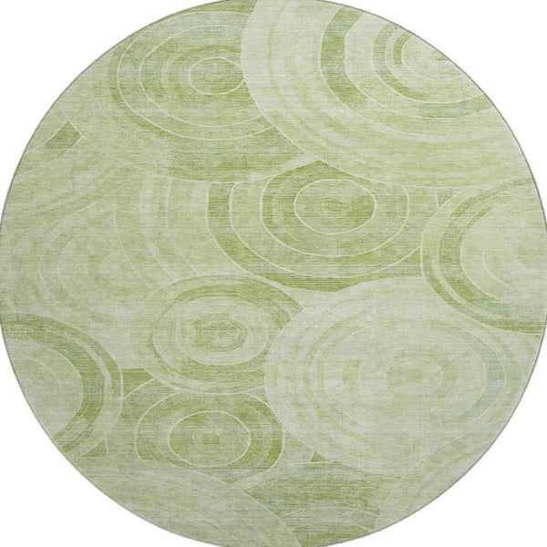 HomeRoots 8' Sage and Fern Geometric Round Rug - Durable, Stylish, UV-Protected - Perfect for Busy Homes! 700086