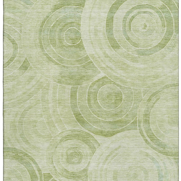 HomeRoots 9' X 12' Sage & Fern Green Geometric Area Rug - Washable, UV-Protected, Durable & Stylish Home Accent 700088