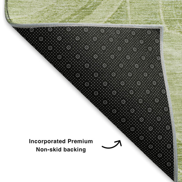 HomeRoots 10' X 14' Sage & Fern Green Geometric Area Rug - Washable, UV-Protected, Durable for High-Traffic Spaces 700089