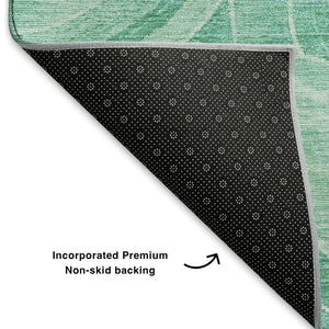 HomeRoots 5' X 8' Teal and Ivory Geometric Area Rug – Washable, Stain-Resistant, UV Protected for Durability! 700091