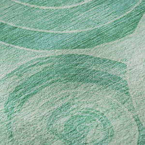 HomeRoots 8' Teal and Ivory Geometric Round Rug - Washable, UV-Protected, Stain-Resistant, Non-Slip Backing! 700092