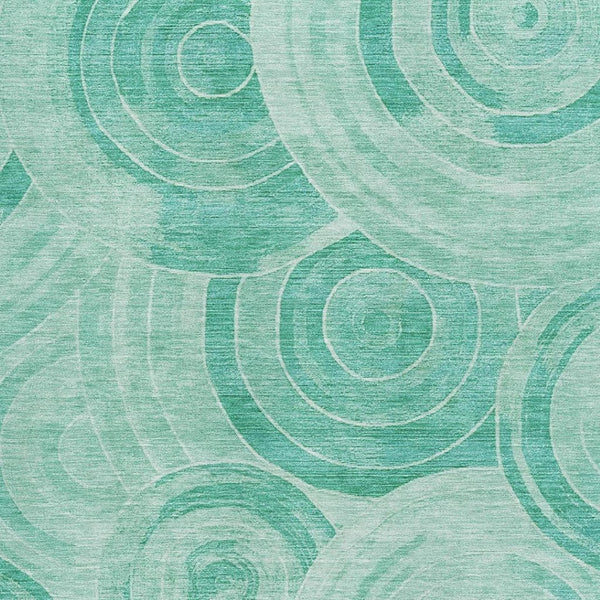 HomeRoots 8' X 10' Teal and Ivory Geometric Area Rug – Stylish, Washable, UV Protected, Perfect for Any Room! 700093