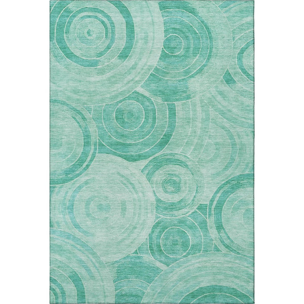 HomeRoots 9' X 12' Teal and Ivory Geometric Area Rug - Durable, Stain-Resistant, UV Protected for High-Traffic Spaces 700094