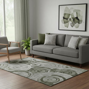 HomeRoots 5' X 8' Stylish Taupe and Beige Geometric Washable Area Rug with Stain Resistance & UV Protection 700097