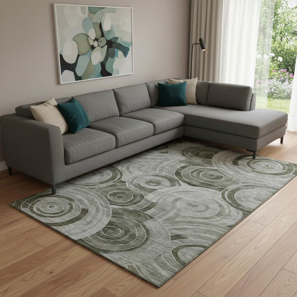 HomeRoots 8' X 10' Taupe and Beige Geometric Washable Area Rug with UV Protection for High-Traffic Homes 700099