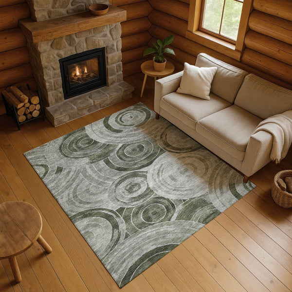 HomeRoots 10' X 14' Taupe And Beige Geometric Area Rug - Washable, UV Protected, Durable for High-Traffic Homes 700101
