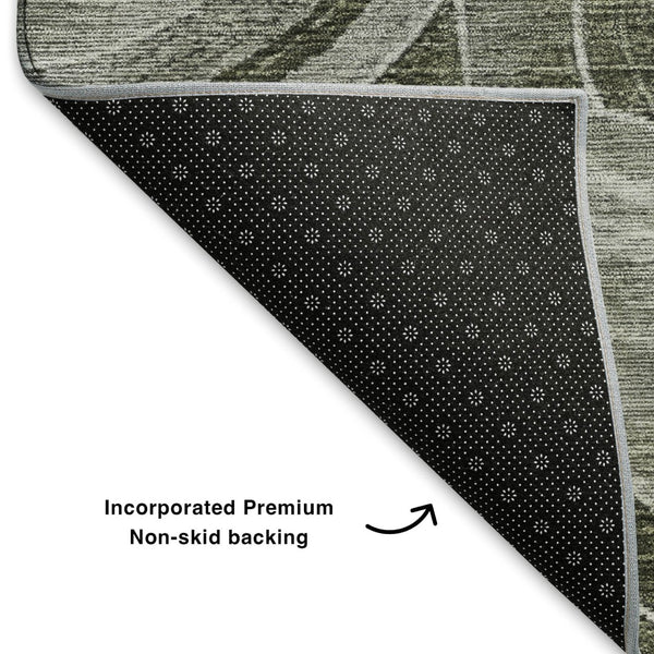 HomeRoots 10' X 14' Taupe And Beige Geometric Area Rug - Washable, UV Protected, Durable for High-Traffic Homes 700101