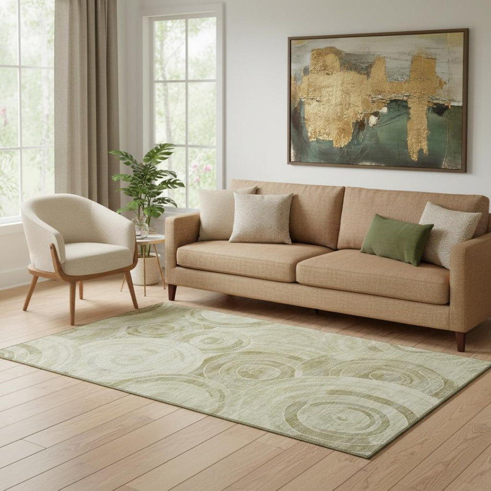 HomeRoots 5' X 8' Wheat and Beige Geometric Area Rug - Washable, UV Protected, Durable, Family-Friendly Design 700103