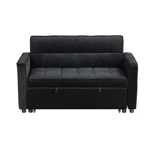 English Elm Velvet Convertible Sleeper Loveseat with Plush Tufting, Built-In Side Pockets & Sturdy Legs for Guests B016P392818