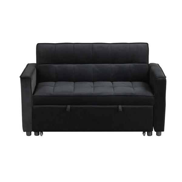 English Elm Velvet Convertible Sleeper Loveseat with Plush Tufting, Built-In Side Pockets & Sturdy Legs for Guests B016P392818