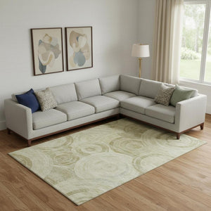 HomeRoots 9' X 12' Wheat Beige Geometric Area Rug - Durable, Washable, UV-Protected, Perfect for Family Spaces 700106