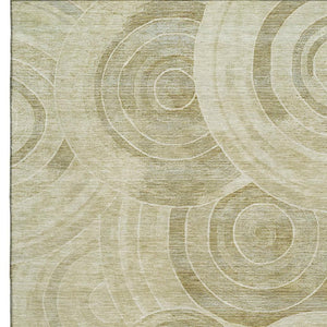 HomeRoots 9' X 12' Wheat Beige Geometric Area Rug - Durable, Washable, UV-Protected, Perfect for Family Spaces 700106