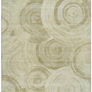 HomeRoots 9' X 12' Wheat Beige Geometric Area Rug - Durable, Washable, UV-Protected, Perfect for Family Spaces 700106