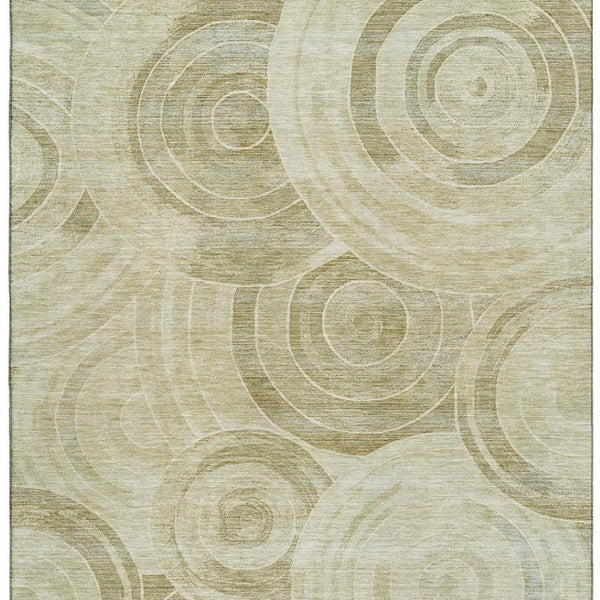 HomeRoots 9' X 12' Wheat Beige Geometric Area Rug - Durable, Washable, UV-Protected, Perfect for Family Spaces 700106