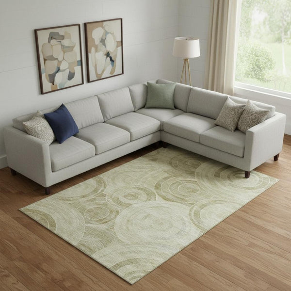 HomeRoots 10' X 14' Modern Wheat and Beige Geometric Area Rug - Washable, UV-Protected & Stain-Resistant! 700107