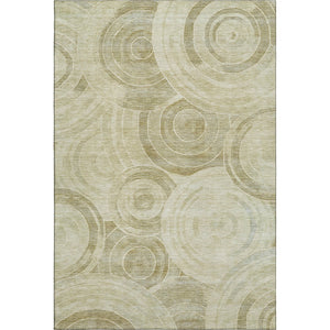 HomeRoots 10' X 14' Modern Wheat and Beige Geometric Area Rug - Washable, UV-Protected & Stain-Resistant! 700107