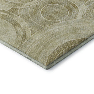 HomeRoots 10' X 14' Modern Wheat and Beige Geometric Area Rug - Washable, UV-Protected & Stain-Resistant! 700107