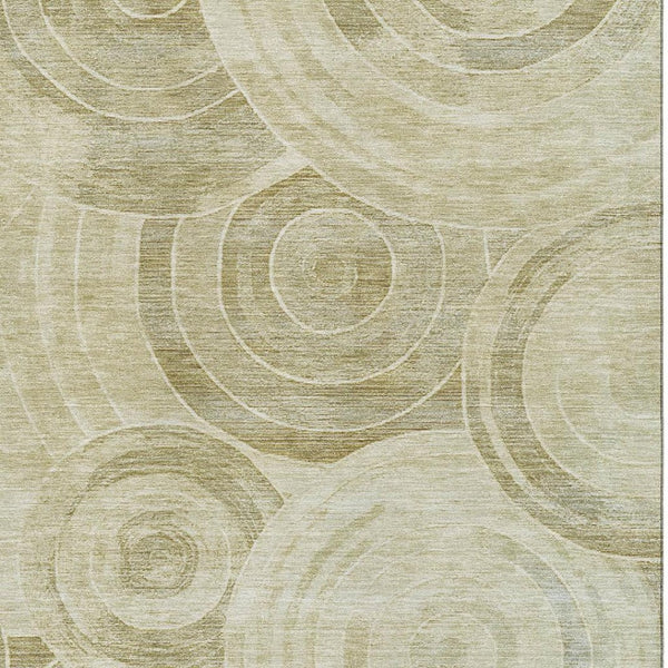 HomeRoots 10' X 14' Modern Wheat and Beige Geometric Area Rug - Washable, UV-Protected & Stain-Resistant! 700107